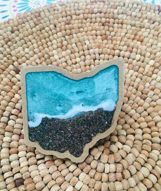 Small Ohio Beach Magnet - Aqua Shimmer