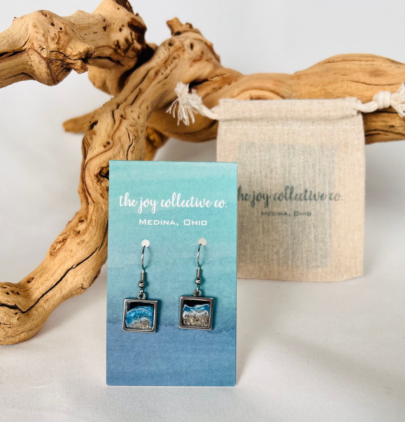 Beach Earrings - Navy, Light Blue with White