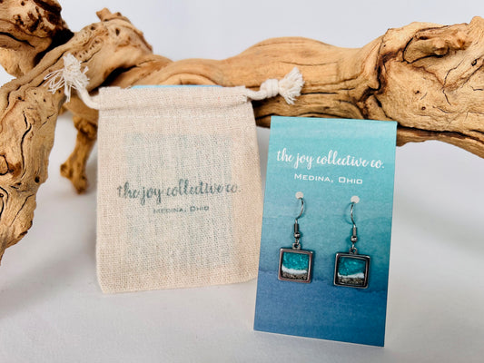 Beach Earrings - Aqua & Teal with White