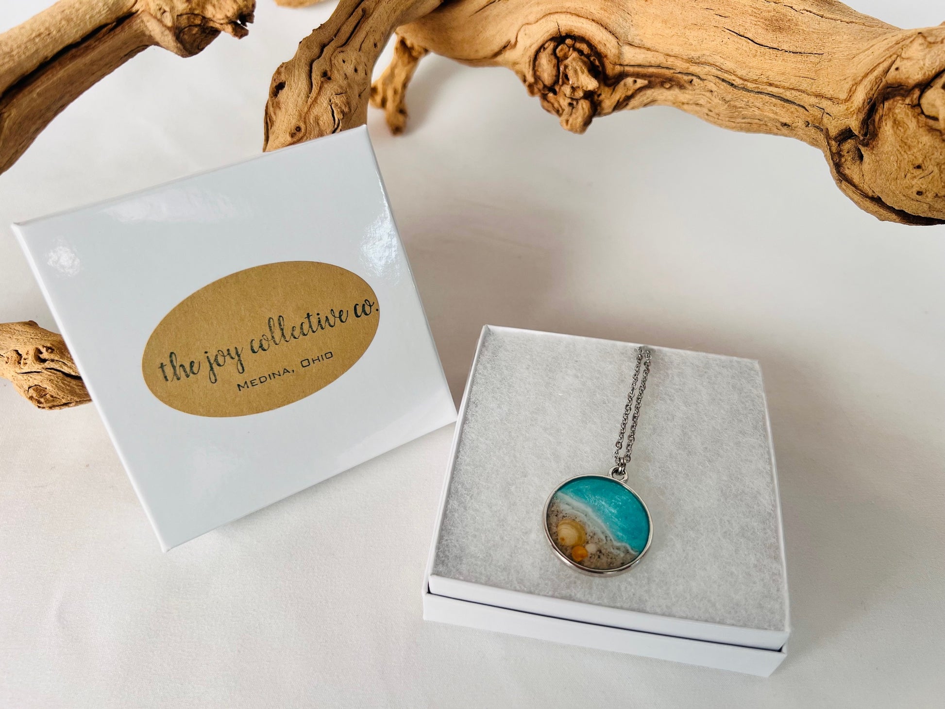 Large Round Aqua Beach Pendant with tiny Sea Shells! – The Joy ...